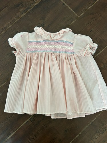 Vintage pink hand smocked baby - vintage,