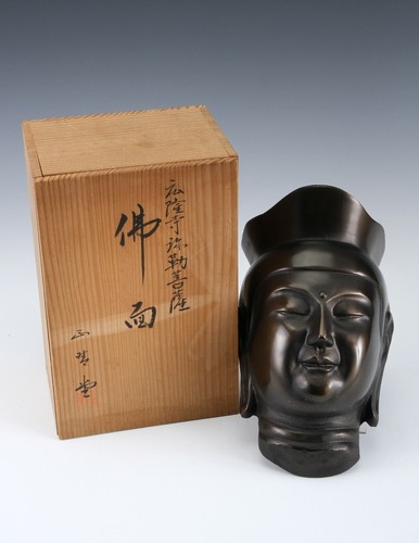 Japanese buddhist bronze mask - japanese,