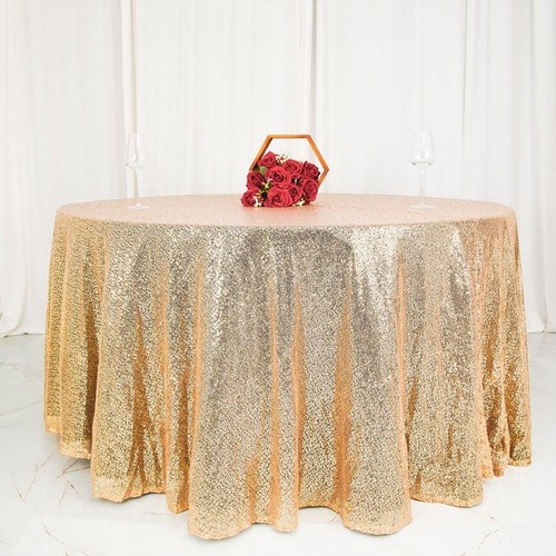 Champagne sequined 120 - 120", round