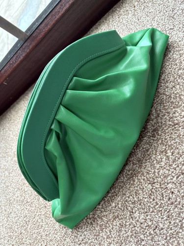 Emerald green pleated clutch - emerald,