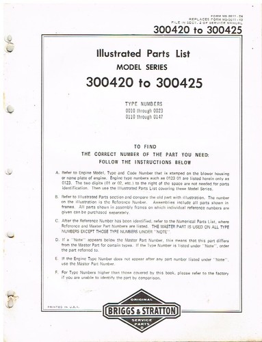 Briggs stratton cyl 300420 - stratton,