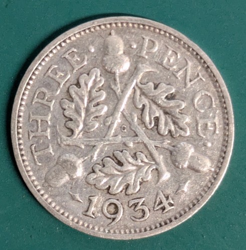 Three pence silver - three, (3d)
