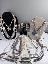 Vintage Carved Shell Jewellery Mother of Pearl Abalone Necklace BraceletJob Lot