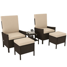 Outsunny 5 PCS Rattan Set w/ Cushions, Khaki, Refurbished