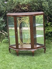 Antique Mahogany China Drinks Cabinet Display Mirrored