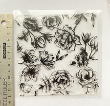 Clear rubber stamp flowers