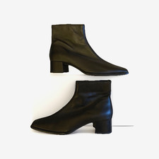 Ladies JFW Black Leather Ankle Boots Block Heel Zip Up RRP £30 Size 6 /39 NEW