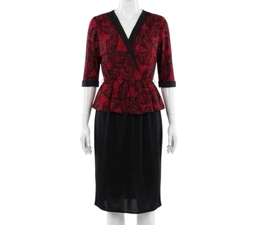 Vintage 80s peplum dress red - dress,