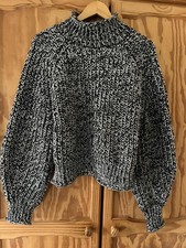 H&M | Black & White Chunky Knit High Neck Jumper - Size. L