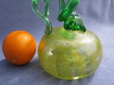Sunderland Art Glass Green Yellow Pumpkin