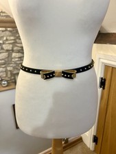 Ted Baker Studded Bow Detail Leather Belt Black Gold Size 2/3 UK 10-12 New