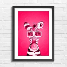 Fun Zebra With 3D Glasses