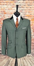 mod skinhead suit Green & Black fine wool suit 3 button tailored fit