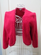 Phase Eight Angora Mix Bolero Shrug Cardigan Size 18 Red Bead Christmas Cover Up
