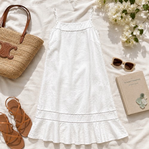 Loft white linen shift dress - loft,