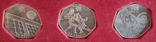 Three olympic 50p coins tennis - olympic,