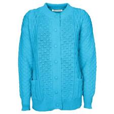 Women Ladies Cable Chunky Knit Cardigan Button Long Sleeves 2 Pocket Sweater