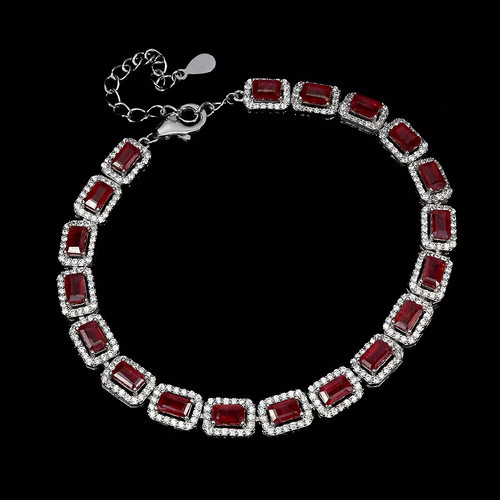Silver bracelet ruby red - silver,