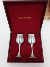 Royal Selangor Pewter Wine Goblets Pair in Box - Collectible Gift Set