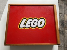 Vintage 1970s Wooden Lego Storage Box With Dovetail Joints , Red Lid