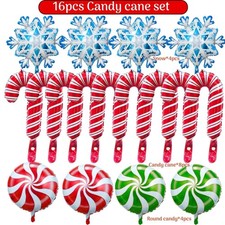 16PCS Christmas Candy Foil Balloons Inflatable Helium Foil Balloon Xmas Party