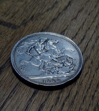 1902 Edward VII Sterling Silver Crown coin Grade: aVF