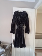 M&S ROSIE DARK GREY HOODED DRESSING GOWN 12/14 STANDARD LENGTH 