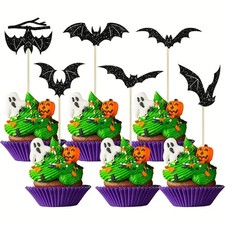 12pcs halloween bat cupcake fairy cake toppers/ decoration party food idea