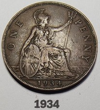 1934 George V One Penny Coin