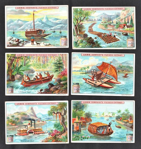 Wooden boats liebig card set - card,