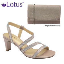 Lotus Womens Pink Diamante Low Heeled Open Toe Occasion Ladies Sandals Handbag