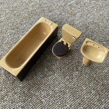 Vintage Dolls House Tan And Brown Bathroom Suite 