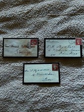 GB QV Qty 3 , 1851~1874 1d Penny Red Unknown Plate's Mourning Covers
