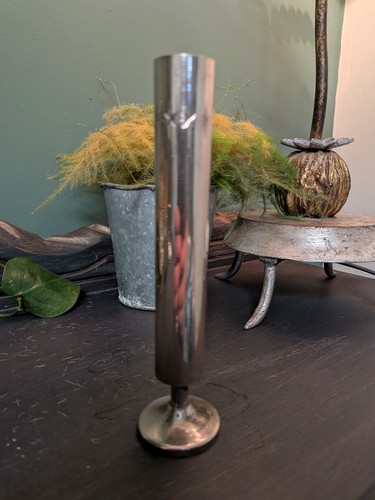 Vintage metal bud vase with - vintage,