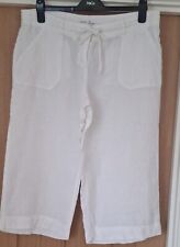 Ladies White Crop Wide Leg Trousers By Atmosphere Size 14 Used