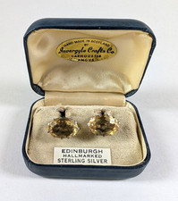 Vintage Scottish Citrine Gemstone with 925 Sterling Silver Cufflinks