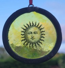 Stained Glass Sun suncatcher yellow leaded hanging piece