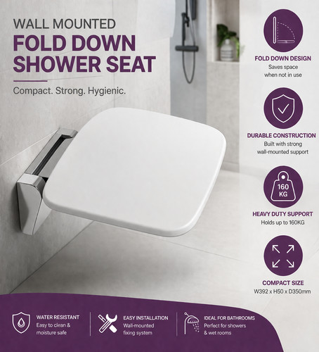Fold down shower seat wall - seat,
