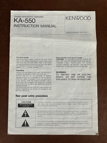 Kenwood 550 stereo - kenwood, ka-550