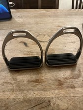 Pair of Stainless Steel Horse Riding Stirrups with Black Tread 4inch. 