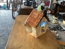 Vintage The Teapottery Tea Pot Blue tits exploring a nesting box Never Used 