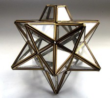 Vintage Glass & Brass Moravian Star Pendant Ceiling light Shade 21cm TOP QUALITY