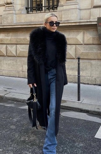Zara wool coat with - coat, fur
