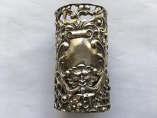 1903 VINTAGE PIERCED SILVER PERFUME BOTTLE HOLDER