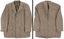 Men's 40 R Harris Tweed Bespoke Herringbone Made In England Full Norfolk Jacket