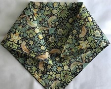Handmade LIBERTY FABRIC Tana Lawn Strawberry Thief Handkerchief Pocket Square
