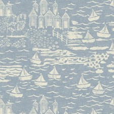 Seaside Town Delft Blue Cotton