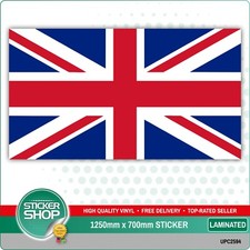 HUGE 1.25M X 0.7M UNION JACK NATIONAL FLAG, LAMINATED STICKER UK GREAT BRITAIN