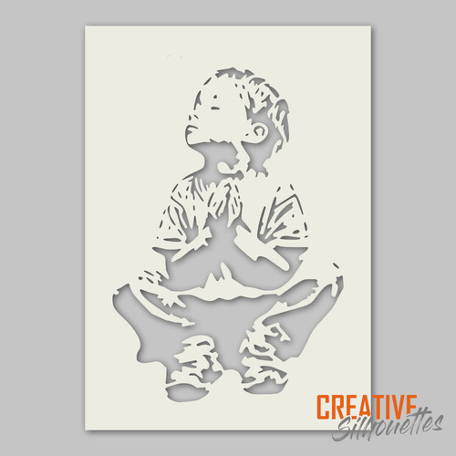 Meditation young boy stencil - meditation,