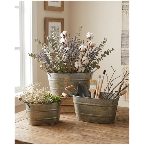 Galvanized flower tubs - flower,